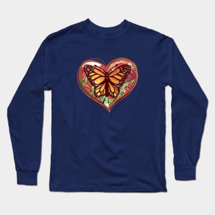 Monarch Butterfly Heart Long Sleeve T-Shirt